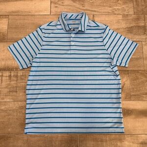 Cremieux Performance Polo Mens XL Blue Stripe Golf Shirt Lightweight Comfortable